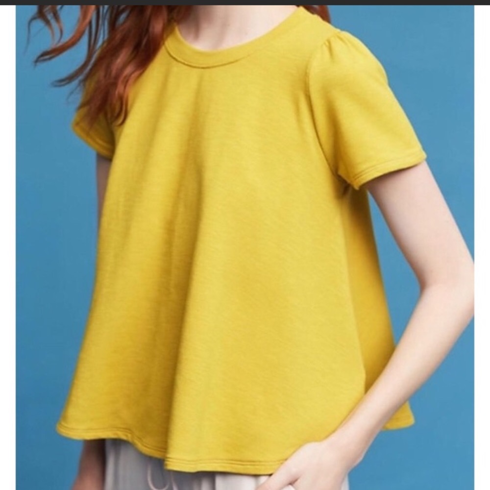 Anthro Eri + Ali Citron cap-sleeve swing top